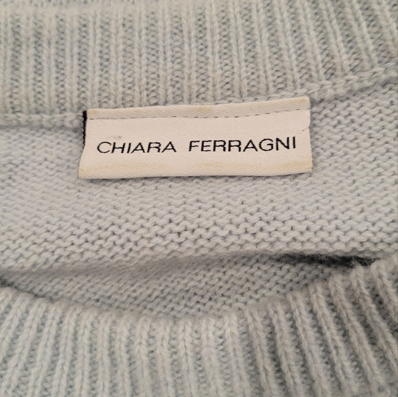 Chiara Ferragni Light Blue Wink Sweater Merino Wool M *see description* - Picture 4 of 9
